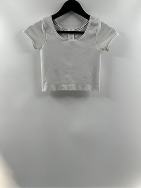 Athleta Girl White Ribbed Crop Top – Girls Medium 8–10